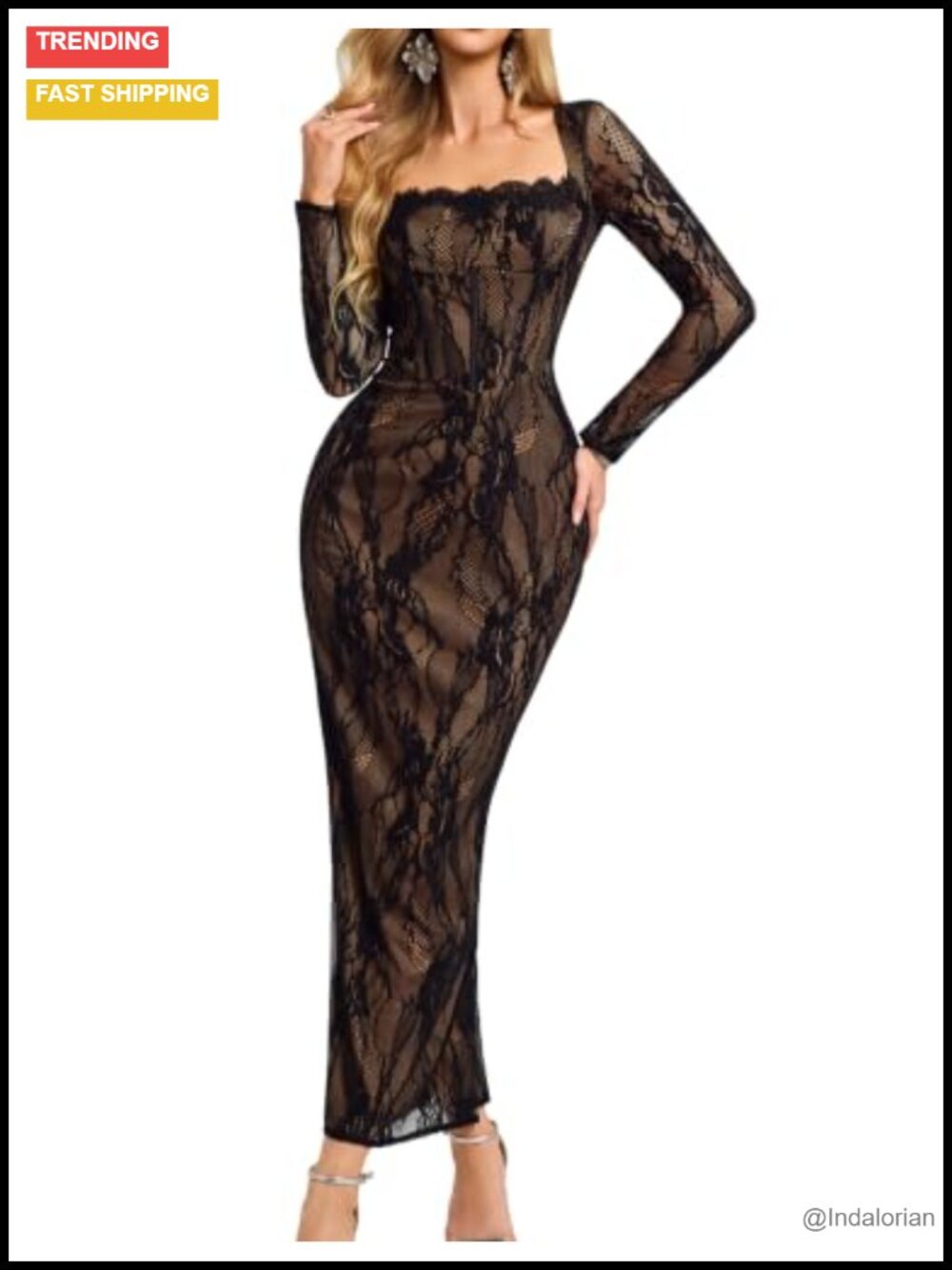 Floral Lace Formal Prom Gown Wedding Guest Party Maxi Dress